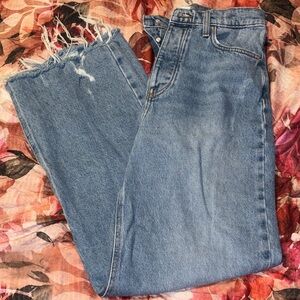Fashion Nova Frayed Hem Five Button Blue Jeans Size 7